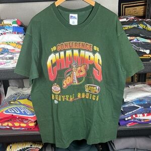 1996 Seattle SuperSonics NBA Conference Finals green cotton pro player t-shirt